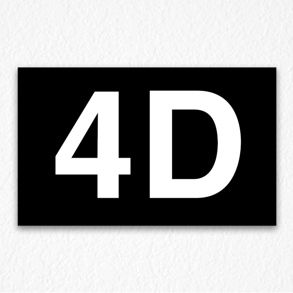4D Room Number Sign in Black