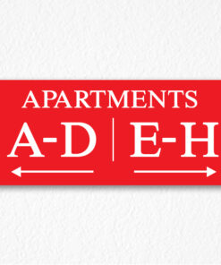 Apartment Number Directional Sign in Red