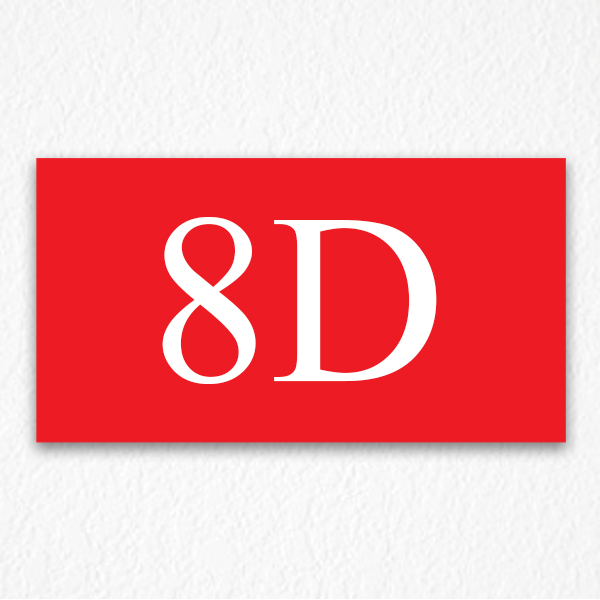 8D Apartment Number Sign in Red