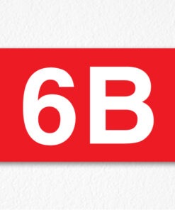 6B Room Number Sign in Red