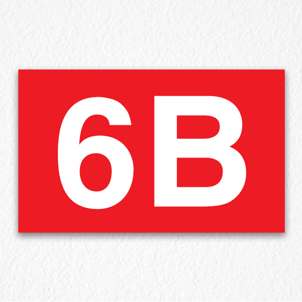 6B Room Number Sign in Red
