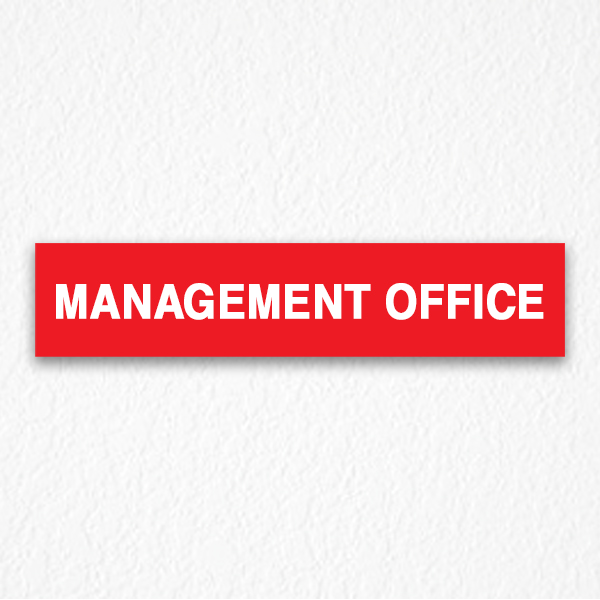 Management Office Sign on Red