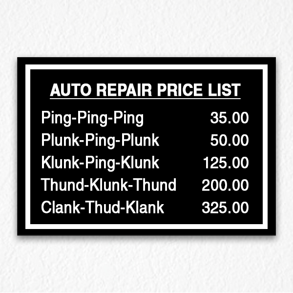 Business Pricing List Sign on Black