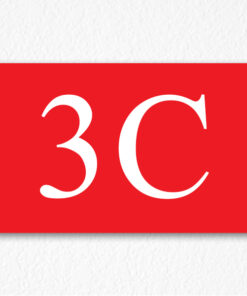 3C Room Number Sign in Red