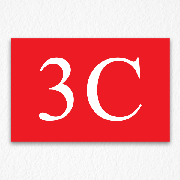3C Room Number Sign in Red