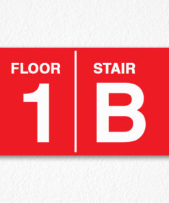 Floor Number and Stair Sign in Red