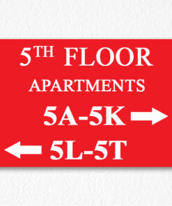 Floor Number and Apartment Directional Sign in Red