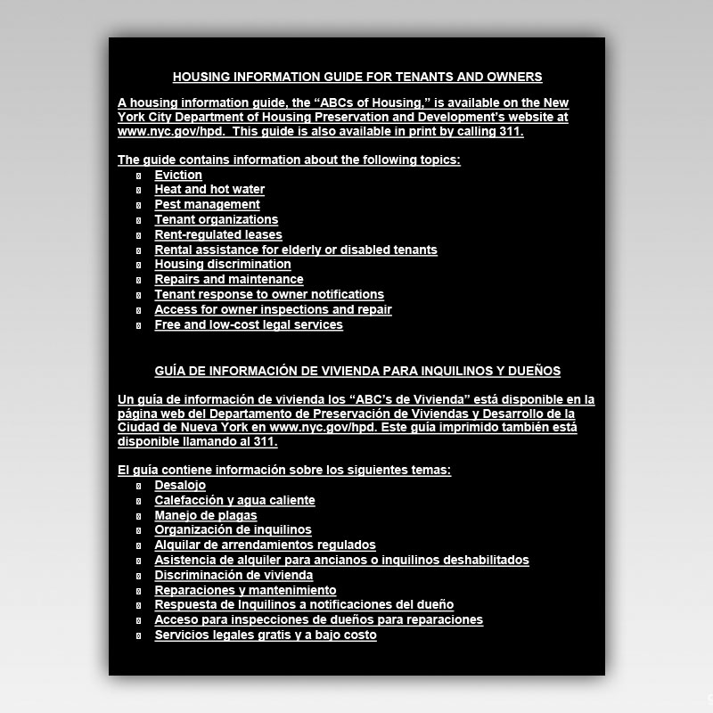HPD Housing Information Guide Notice