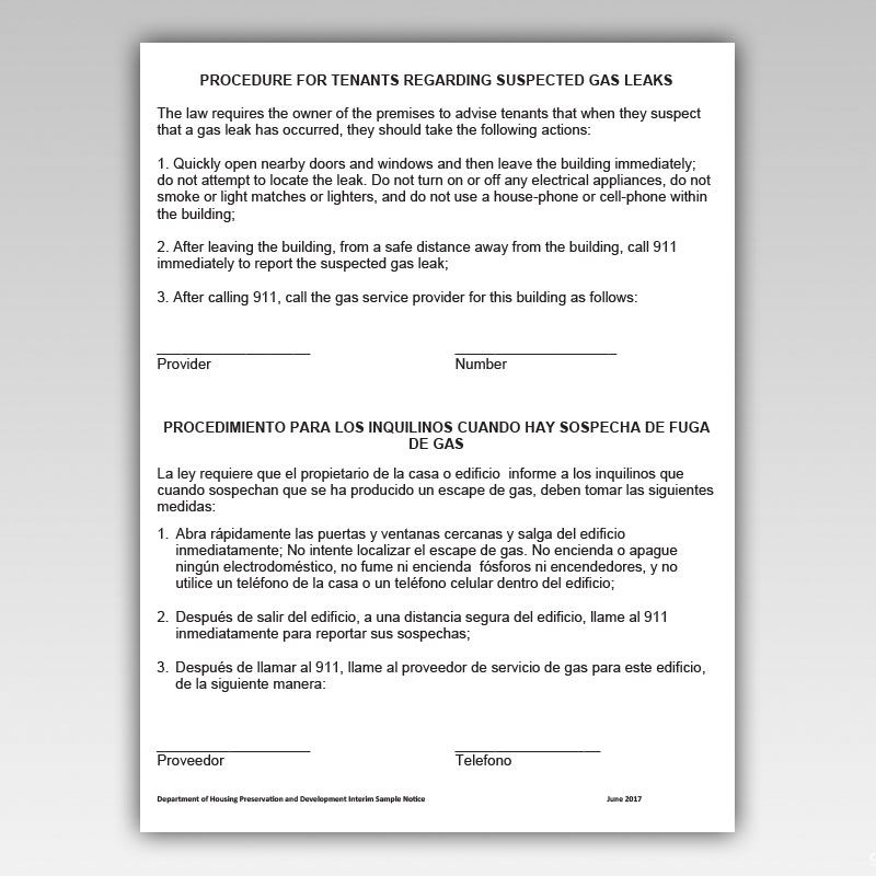 HPD gas leak notice