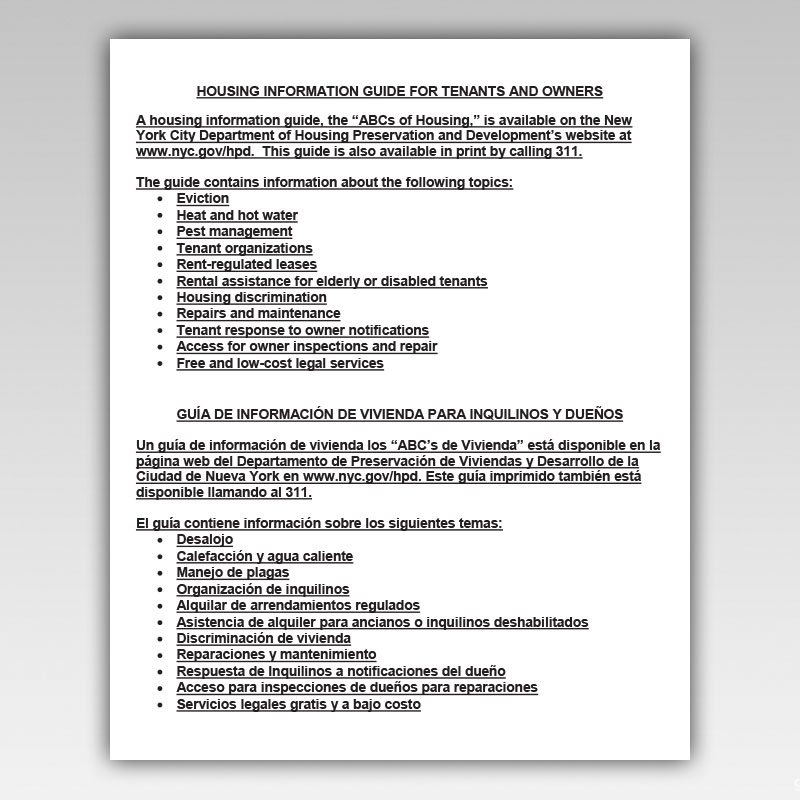 HPD Housing Information Guide Notice