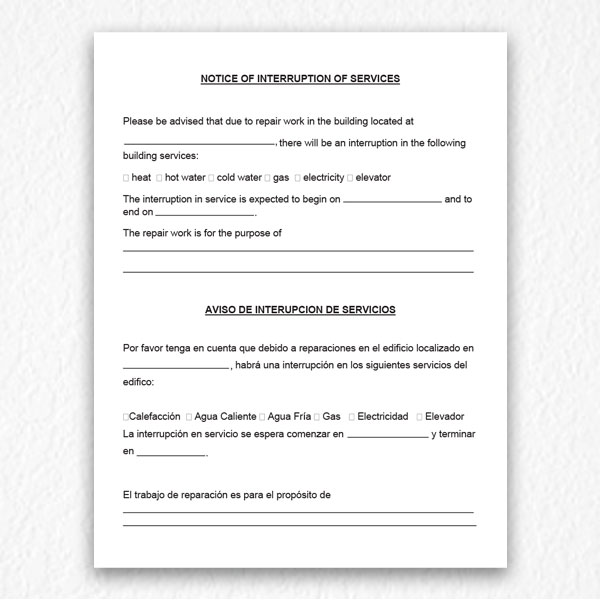 Interruption of Services Notice